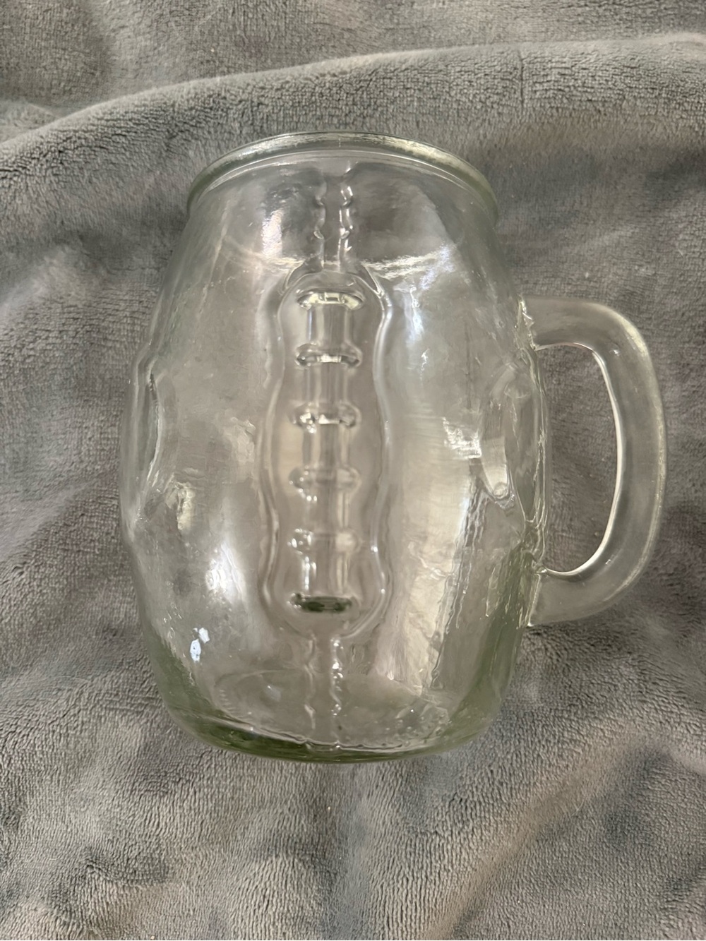 Source Unknown Clear Glass Football-Shaped Mug with Handle